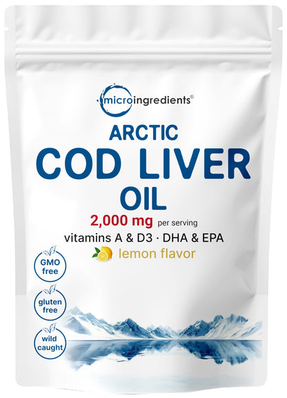 Cod Liver Oil 2,000mg – 360 Burpless Lemon Softgels | Omega-3 EPA/DHA, Vitamins A & D3
