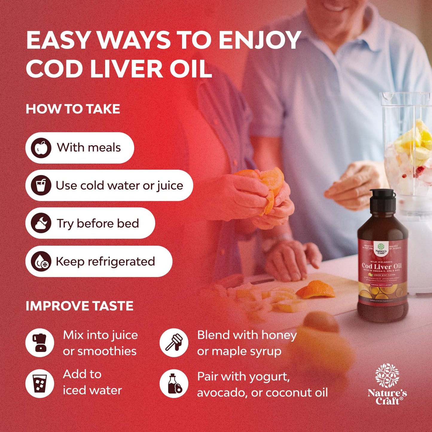Icelandic Wild-Caught Cod Liver Oil Liquid – Omega-3 (EPA/DHA), Vitamins A & D | 240 ml (8 oz)
