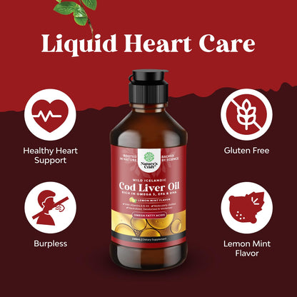 Icelandic Wild-Caught Cod Liver Oil Liquid – Omega-3 (EPA/DHA), Vitamins A & D | 240 ml (8 oz)