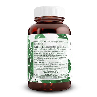 Natural Nutra Norwegian Cod Liver Oil Softgels – 250 Count | Skin, Bones, Eyes & Heart Health