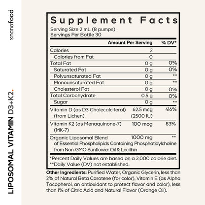 Codeage Liposomal Vitamin D3 K2 Liquid – Vegan, Non-GMO, 2 fl oz