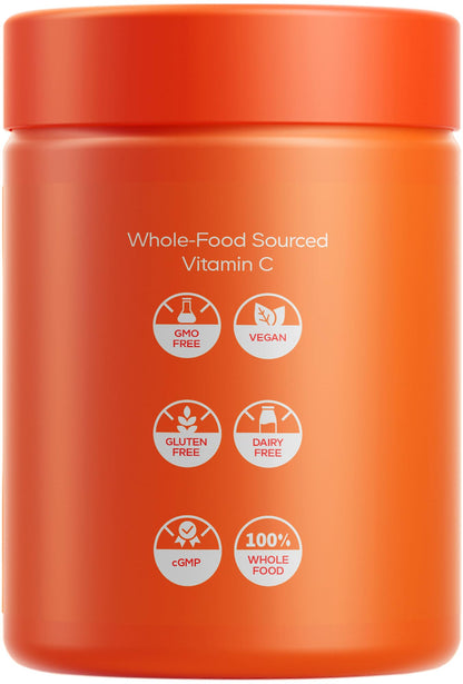 Codeage Whole Food Vitamin C Supplement — Acerola, Camu Camu, Amla & Rose Hips, 500mg, 60 Capsules