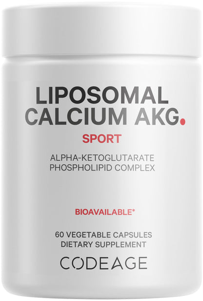 Codeage Liposomal Calcium AKG Supplement - Calcium Alpha-Ketoglutarate | 2-Month Supply | 60 Capsules | Non-GMO & Gluten-Free