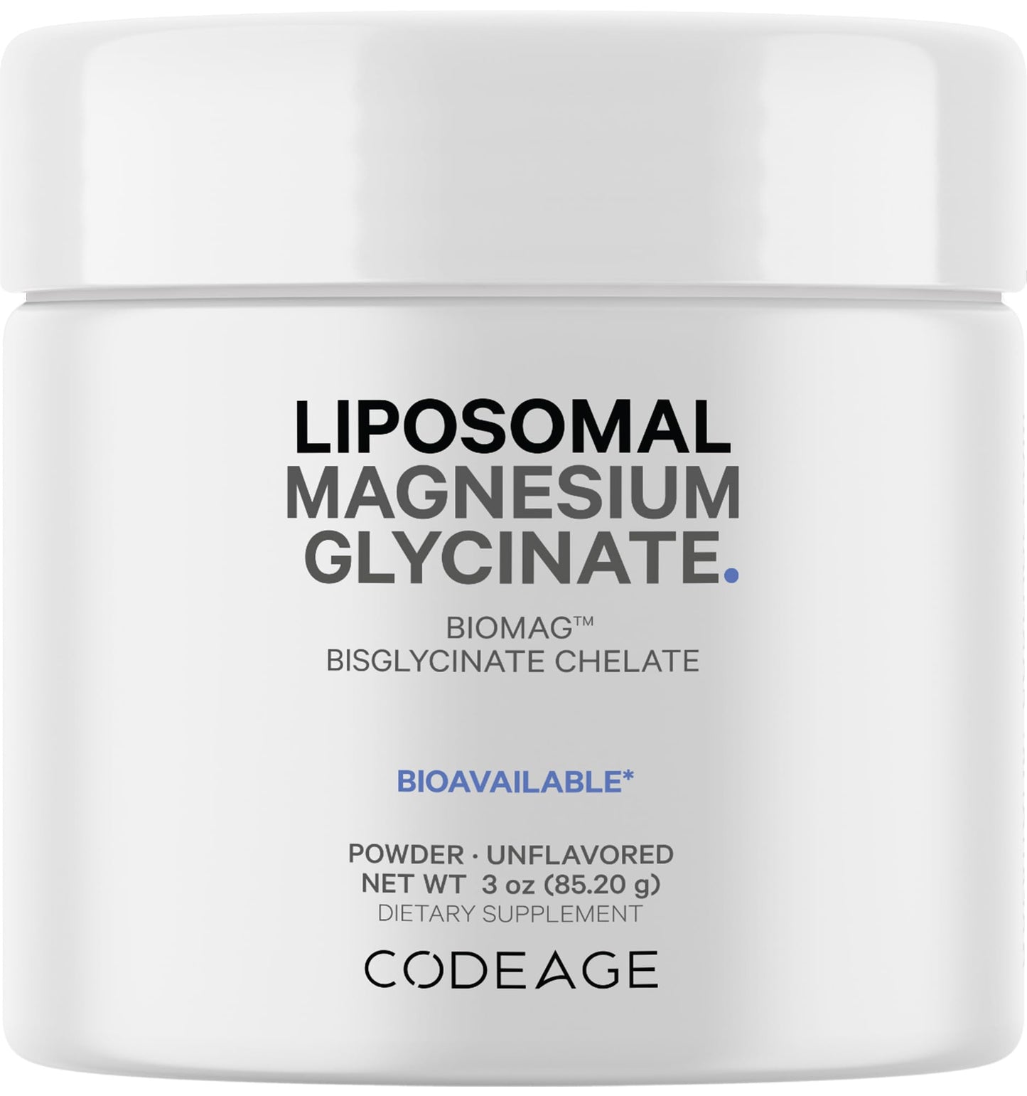 Codeage Liposomal Magnesium Glycinate Powder – 2-Month Supply (Unflavored)
