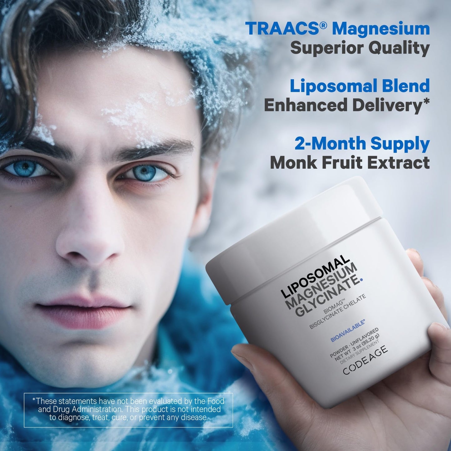 Codeage Liposomal Magnesium Glycinate Powder – 2-Month Supply (Unflavored)