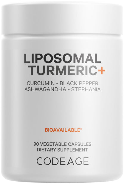 Codeage Organic Turmeric Supplement - 95% Curcumin, Liposomal Fermented Botanicals, 90 Capsules