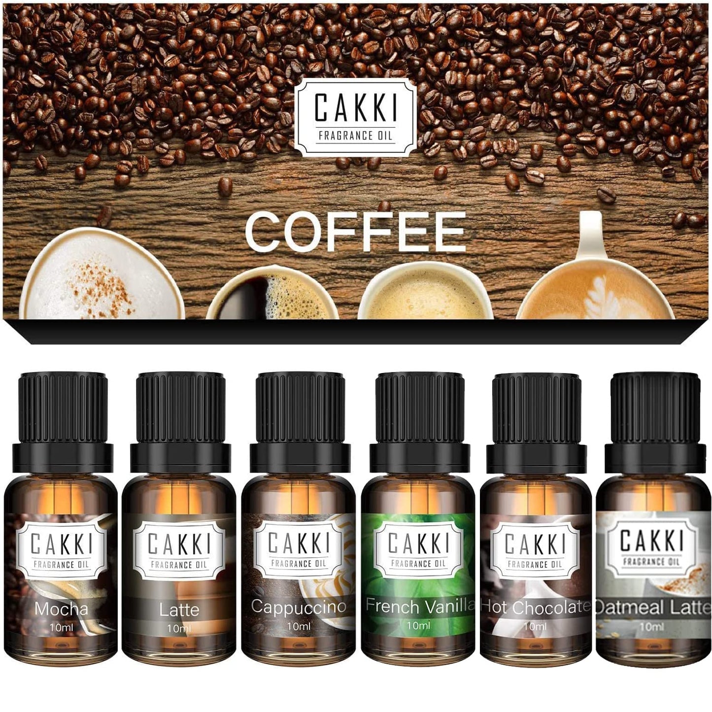 Coffee Essential Oils Set (6 x 10ml) – Cakki Fragrance Oils Gift Set for Diffuser