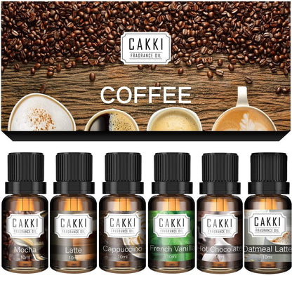 Coffee Essential Oils Set (6 x 10ml) – Cakki Fragrance Oils Gift Set for Diffuser