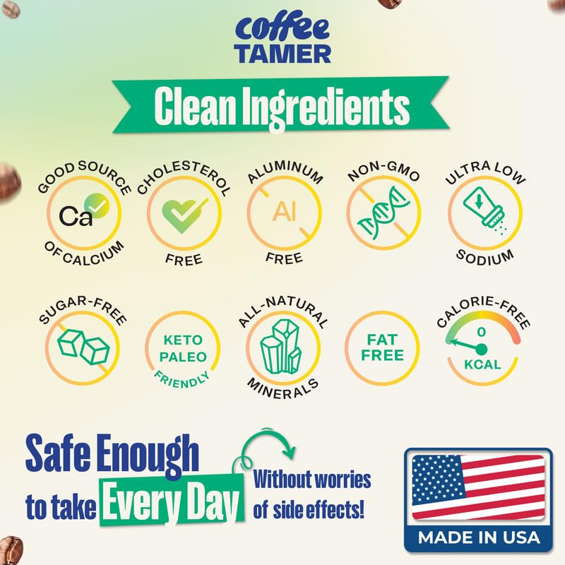 Coffee Tamer Acid Reducer – 50 Packets | Low-Acid Coffee Formula