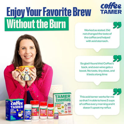 Coffee Tamer Acid Reducer – 50 Packets | Low-Acid Coffee Formula