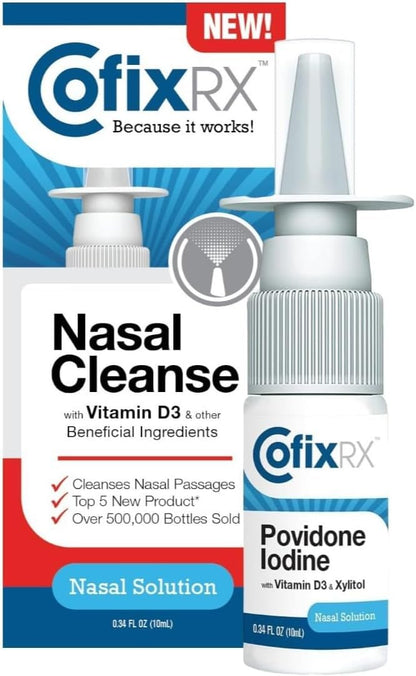 COFIXRX Nasal Cleanse Solution Spray – Povidone Iodine, Vitamin D3 & Xylitol