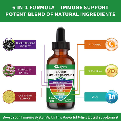 Cofure Liquid Immune Support with Zinc, Quercetin, Vitamin C & D3 – Elderberry & Echinacea (2 oz)