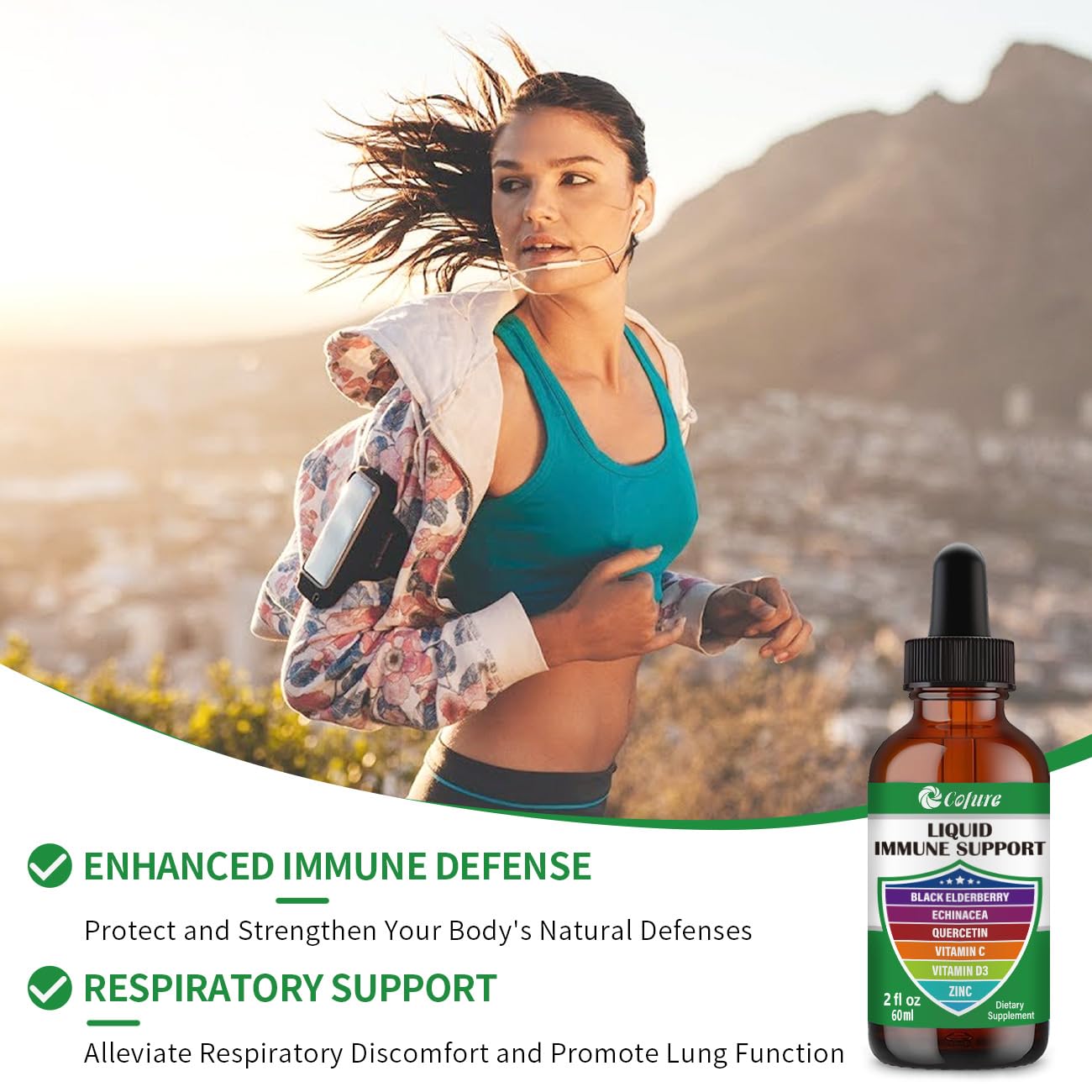Cofure Liquid Immune Support with Zinc, Quercetin, Vitamin C & D3 – Elderberry & Echinacea (2 oz)