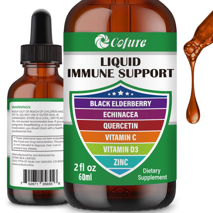 Cofure Liquid Immune Support with Zinc, Quercetin, Vitamin C & D3 – Elderberry & Echinacea (2 oz)