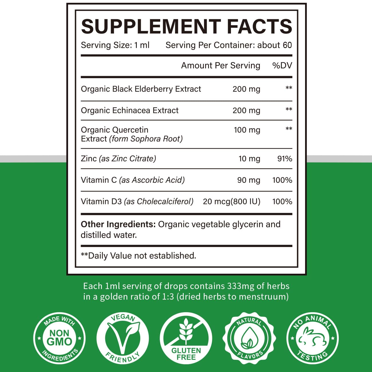 Cofure Liquid Immune Support with Zinc, Quercetin, Vitamin C & D3 – Elderberry & Echinacea (2 oz)