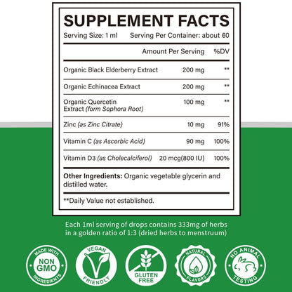Cofure Liquid Immune Support with Zinc, Quercetin, Vitamin C & D3 – Elderberry & Echinacea (2 oz)