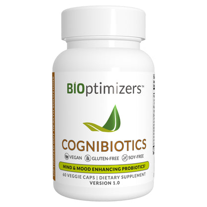 BIOptimizers Cognibiotics Probiotic Brain Supplement – Mood, Focus, Memory, Clarity | 60 Capsules