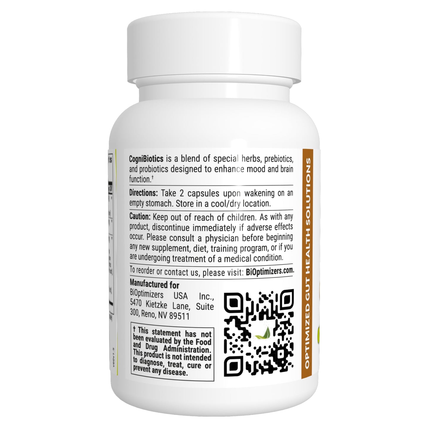 BIOptimizers Cognibiotics Probiotic Brain Supplement – Mood, Focus, Memory, Clarity | 60 Capsules