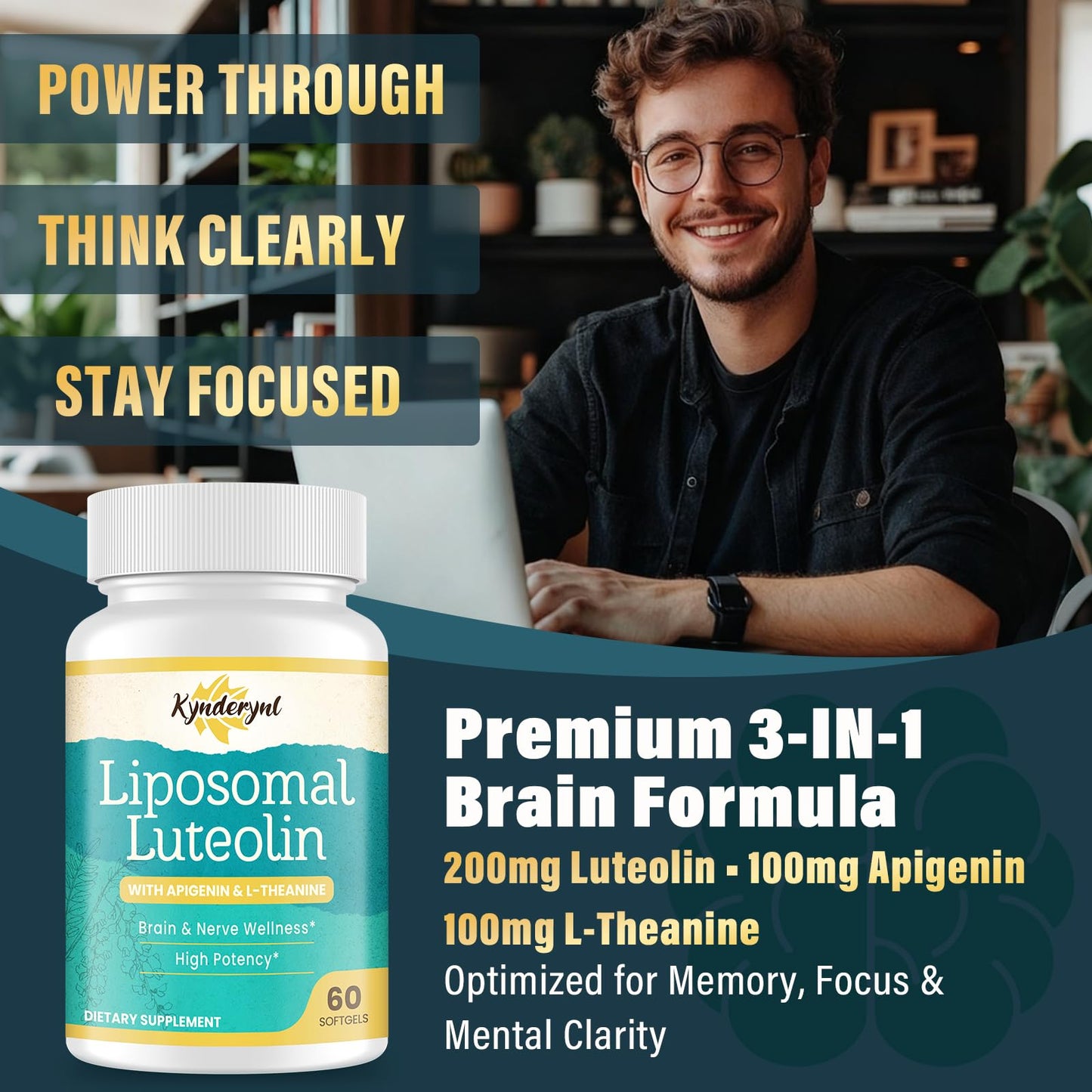 Liposomal Luteolin 200mg – Brain Support with Apigenin & L-Theanine
