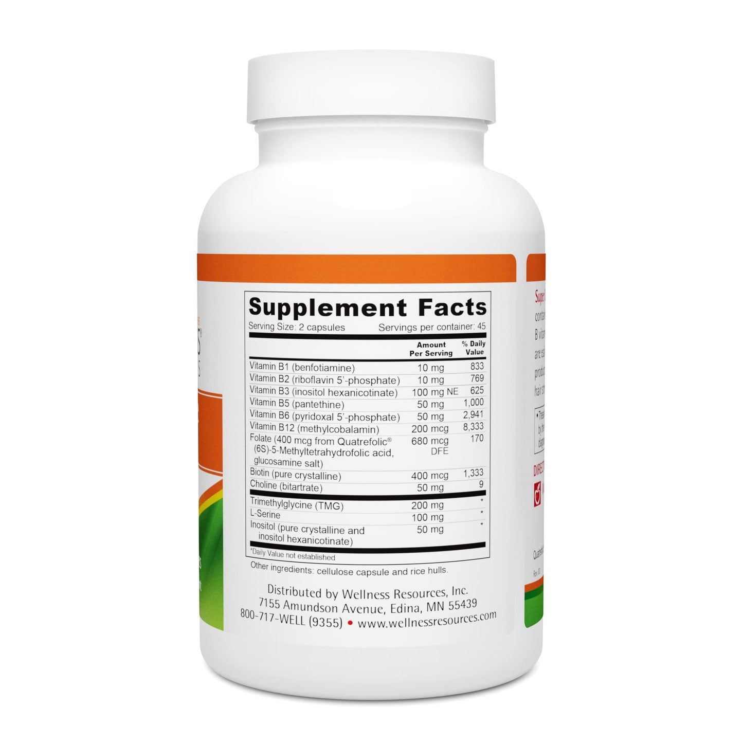 Wellness Resources Super Coenzyme B Complex - 90 Capsules | Hair Growth & Adrenal Support