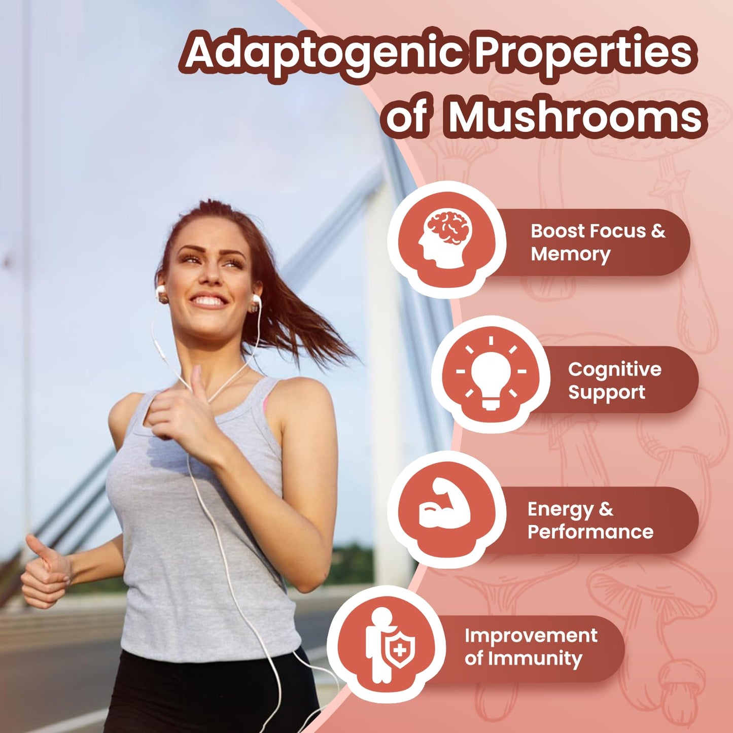Lions Mane Mushroom Gummies with Ashwagandha | 4000mg 10-Mushroom Complex | 60 Count