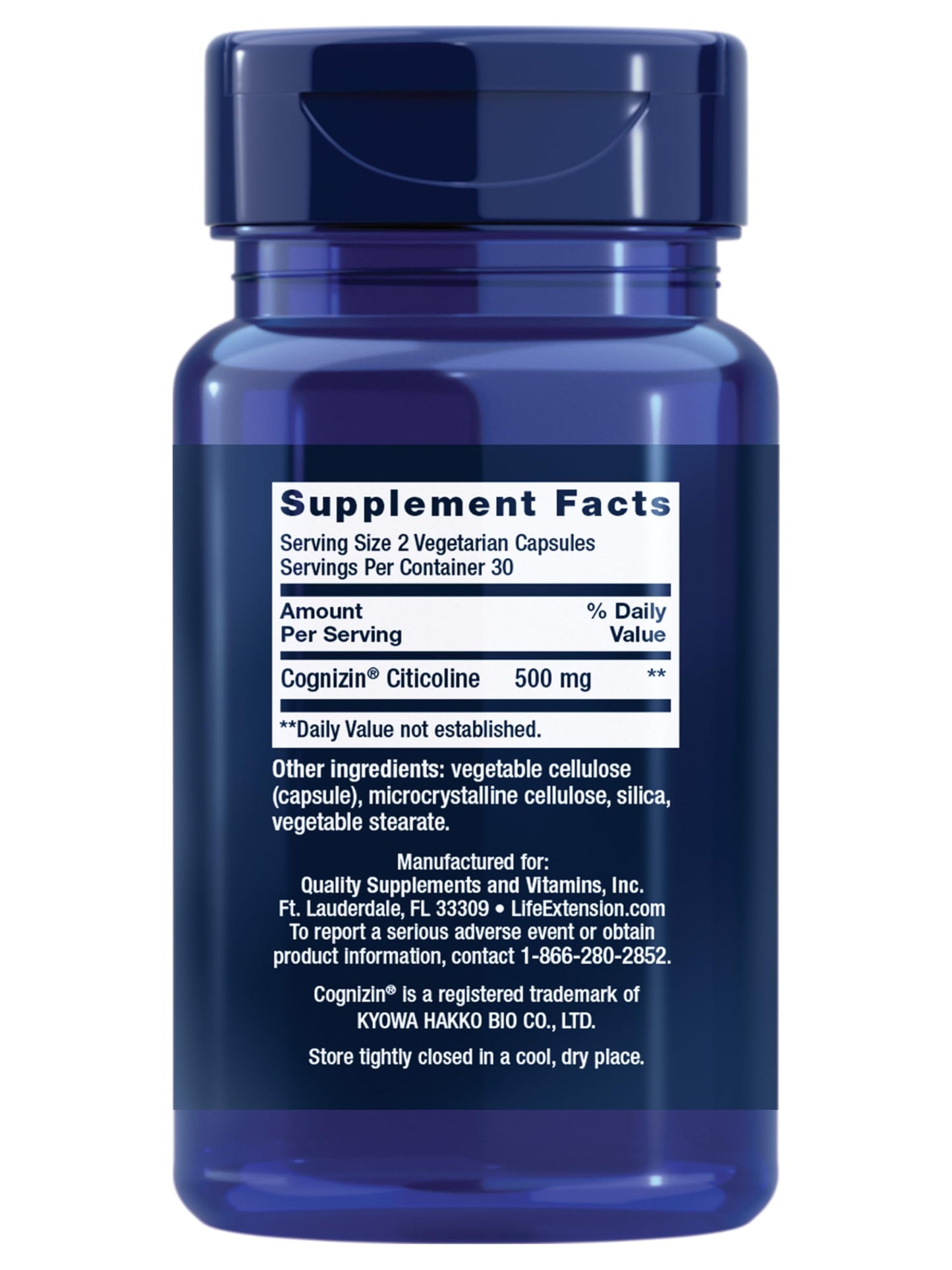 Life Extension Citicoline (CDP-Choline) – 60 Vegetarian Capsules