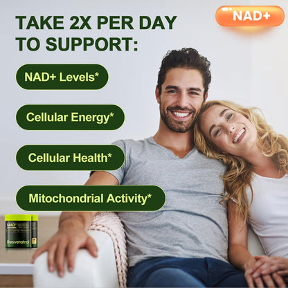 Cohbskj NMNH NAD Nicotinamide Riboside Resveratrol Liposomal NAD+ – 60 Capsules (30-Day Supply)