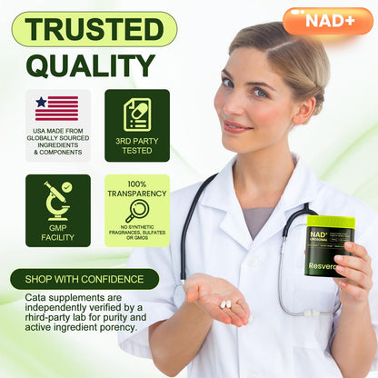 Cohbskj NMNH NAD Nicotinamide Riboside Resveratrol Liposomal NAD+ – 60 Capsules (30-Day Supply)