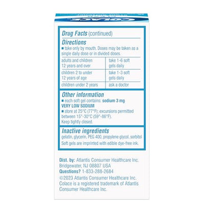 Colace Clear Dye-Free Stool Softener Soft Gel Capsules 50 mg – 28 Count | Doctor Recommended