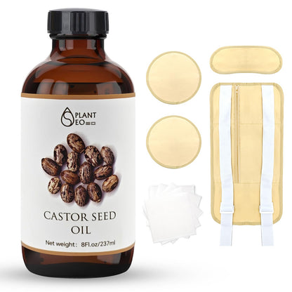 Cold Pressed Castor Oil Pack Wrap Organic (8 oz / 237 ml) – Reusable Khaki Kit