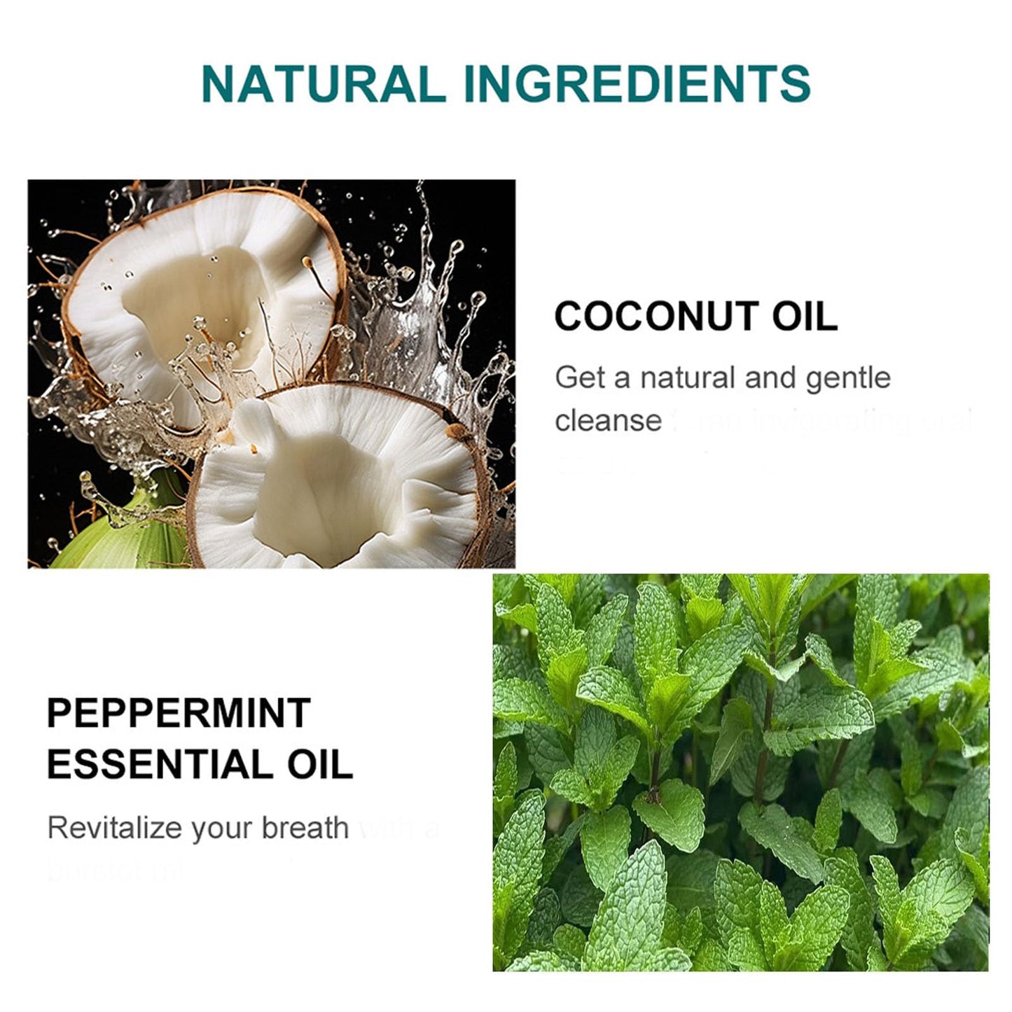 Spearmint Oil Pulling Rinse & Cold-Pressed Coconut Mouthwash for Teeth Whitening