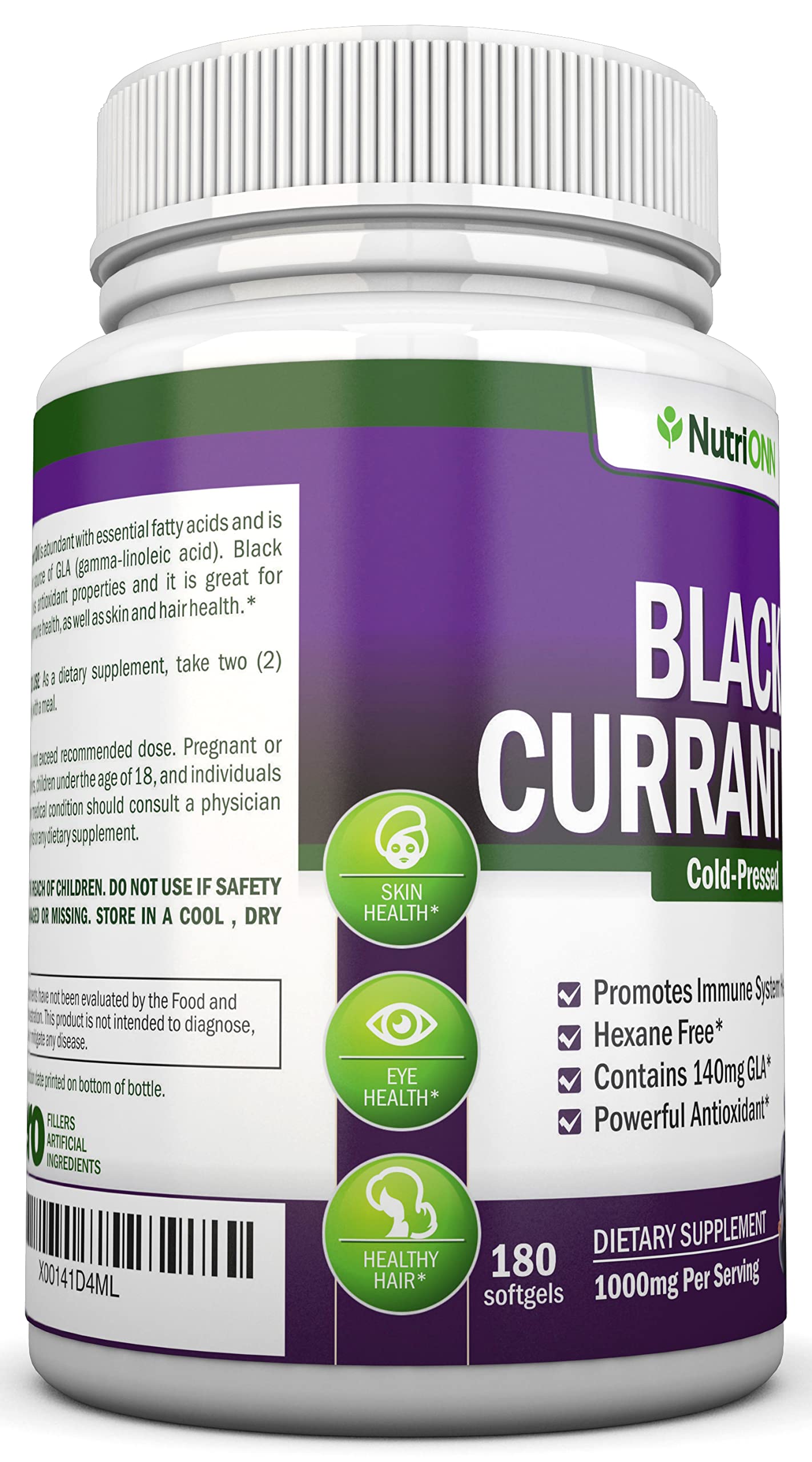 Black Currant Oil 1000 mg - 180 Softgels | Cold-Pressed & Hexane Free