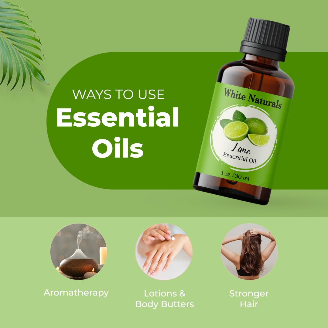 White Naturals Lime Essential Oil – 100% Pure & Cold-Pressed (1oz)