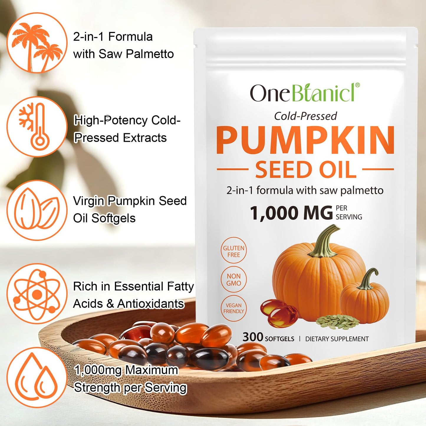 Pumpkin Seed Oil with Saw Palmetto – Prostate & Hair Health
