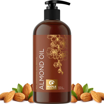 Cold Pressed Sweet Almond Oil - Pure Carrier Oil for Skin, Hair & Nails