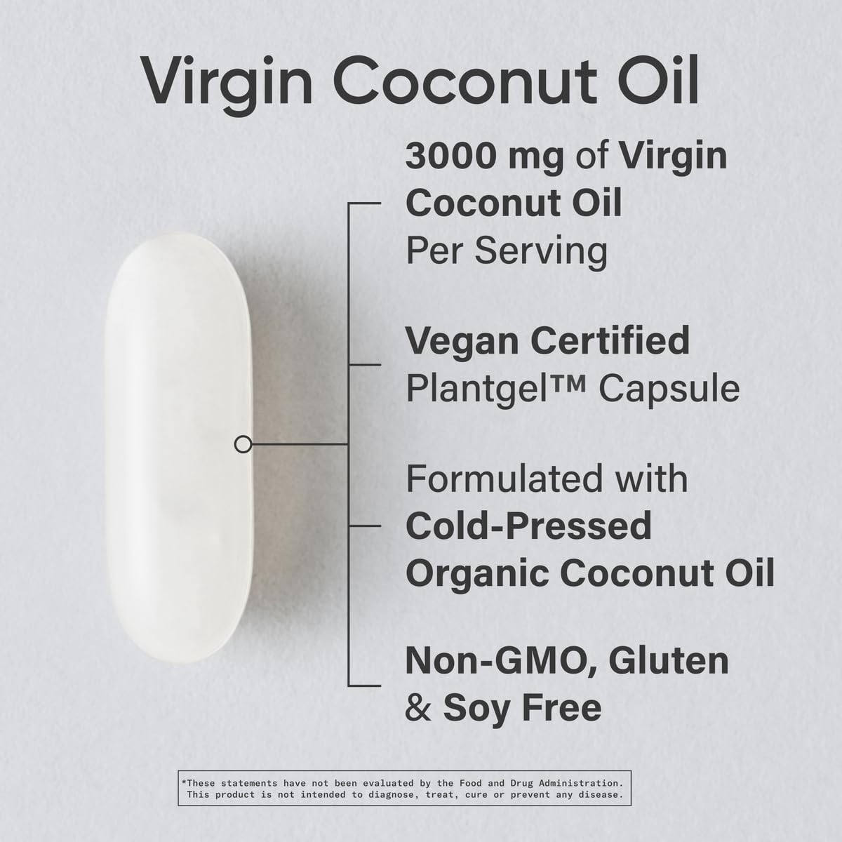 Sports Research Organic Coconut Oil Capsules 3000MG - Cold Pressed MCTs - 120 Softgels