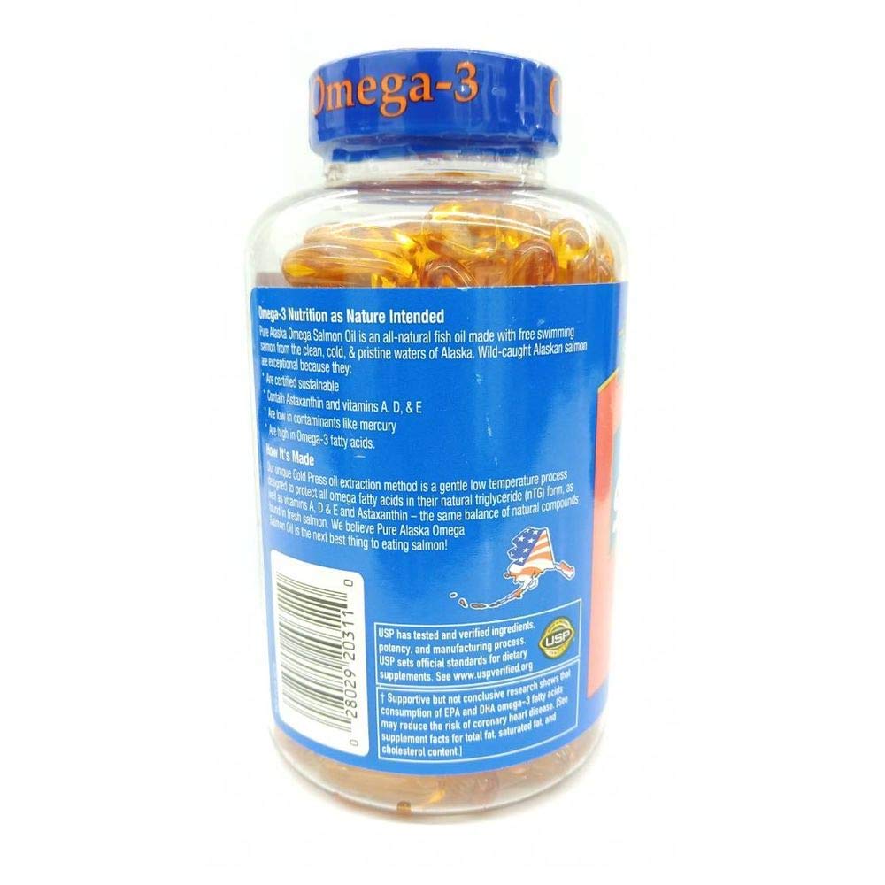 Pure Alaska Omega-3 Wild Salmon Oil 1000mg Softgels - 180 Count