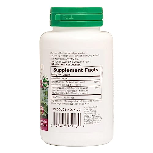 NaturesPlus Herbal Actives Coleus Forskohlii - 60 Vegetarian Capsules - Gluten Free - 60 Servings
