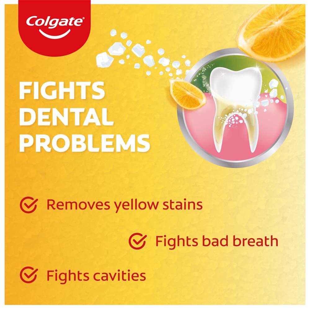 Colgate Lemon Fresh Gel Toothpaste – Anti-Cavity, Fights Yellowness, Fresh Breath (120g / 4.3 oz)
