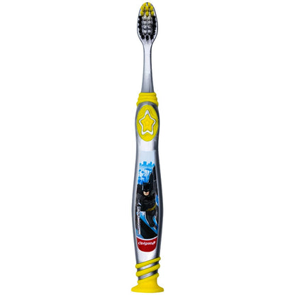 Colgate Batman Toothbrush for Kids 5+ – Extra Soft, Suction Cup, Pack of 2