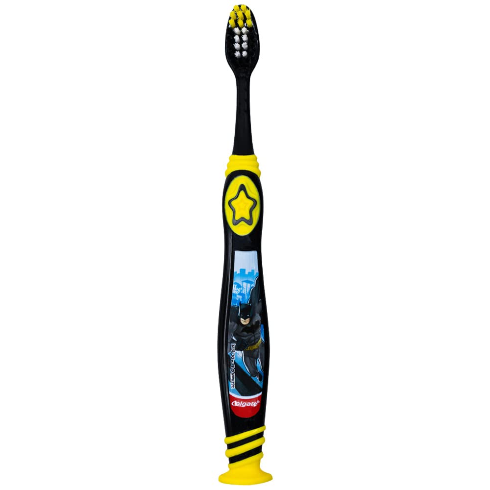 Colgate Batman Toothbrush for Kids 5+ | Extra Soft, Suction Cup - 6-Pack