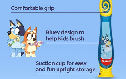 Colgate Bluey Toothbrush for Kids 2-5 | Extra Soft Bristles | Suction Cup | Pack of 6