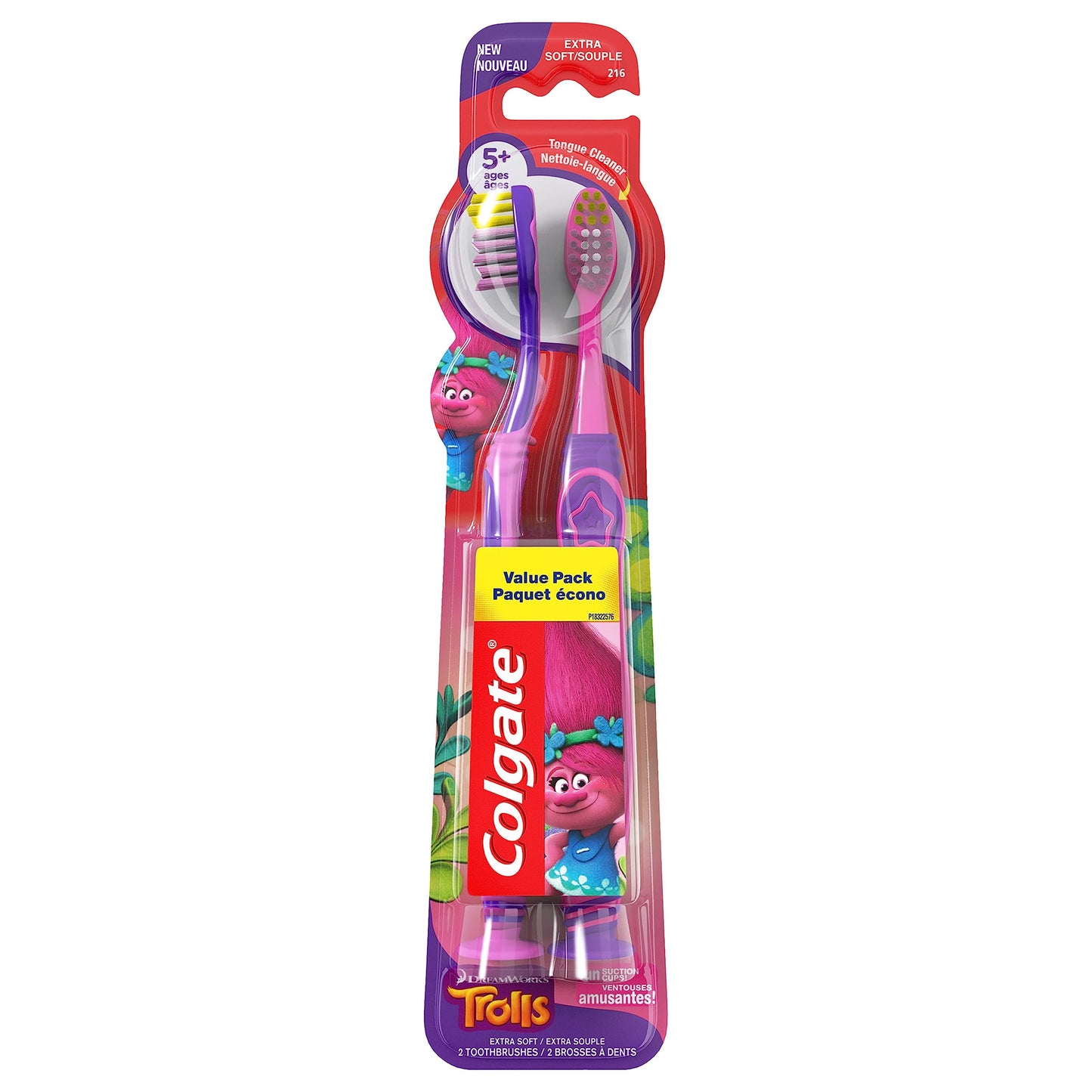 Colgate Kids Toothbrush Trolls - Extra Soft, Suction Cup, 4 Pack