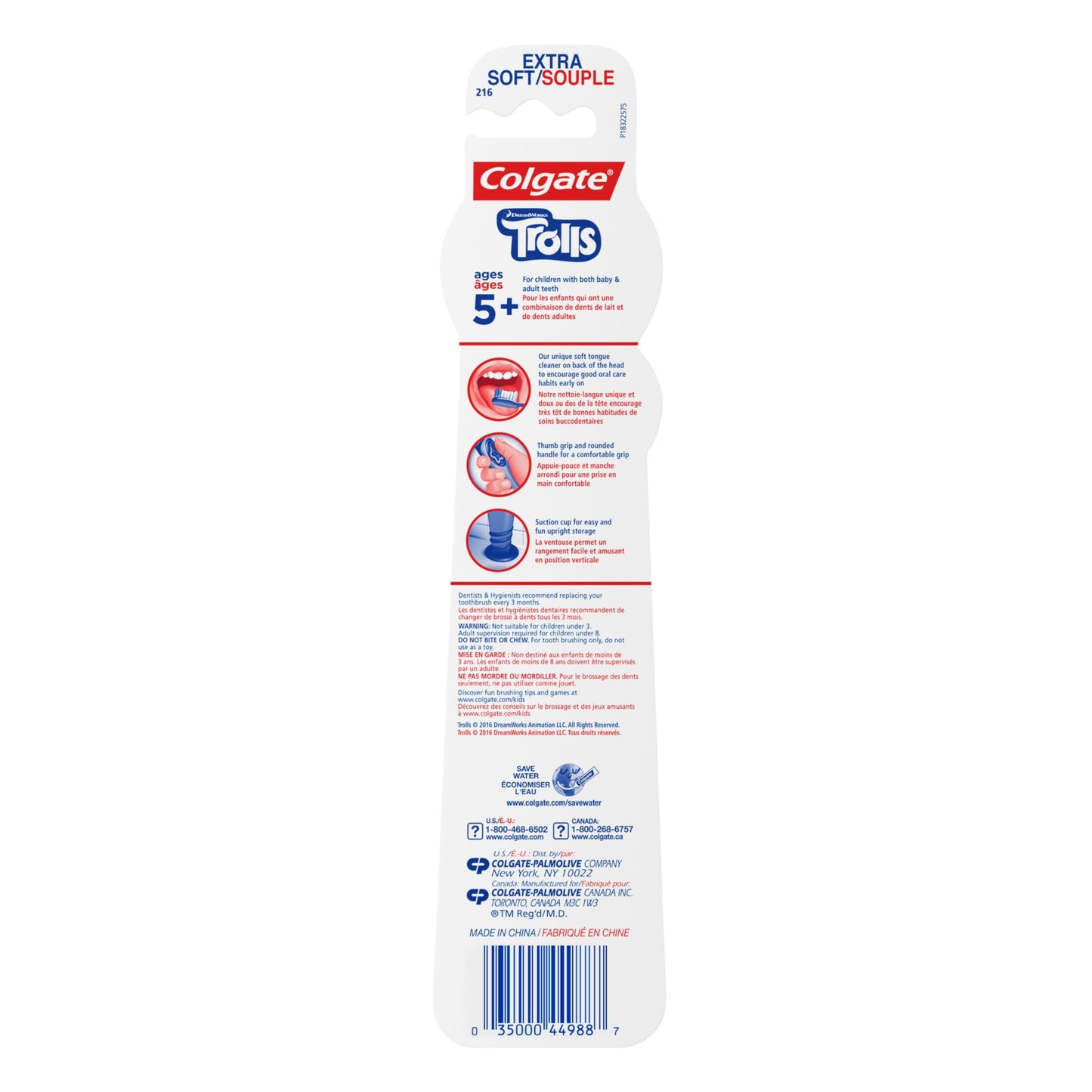 Colgate Kids Toothbrush Trolls - Extra Soft, Suction Cup, 4 Pack