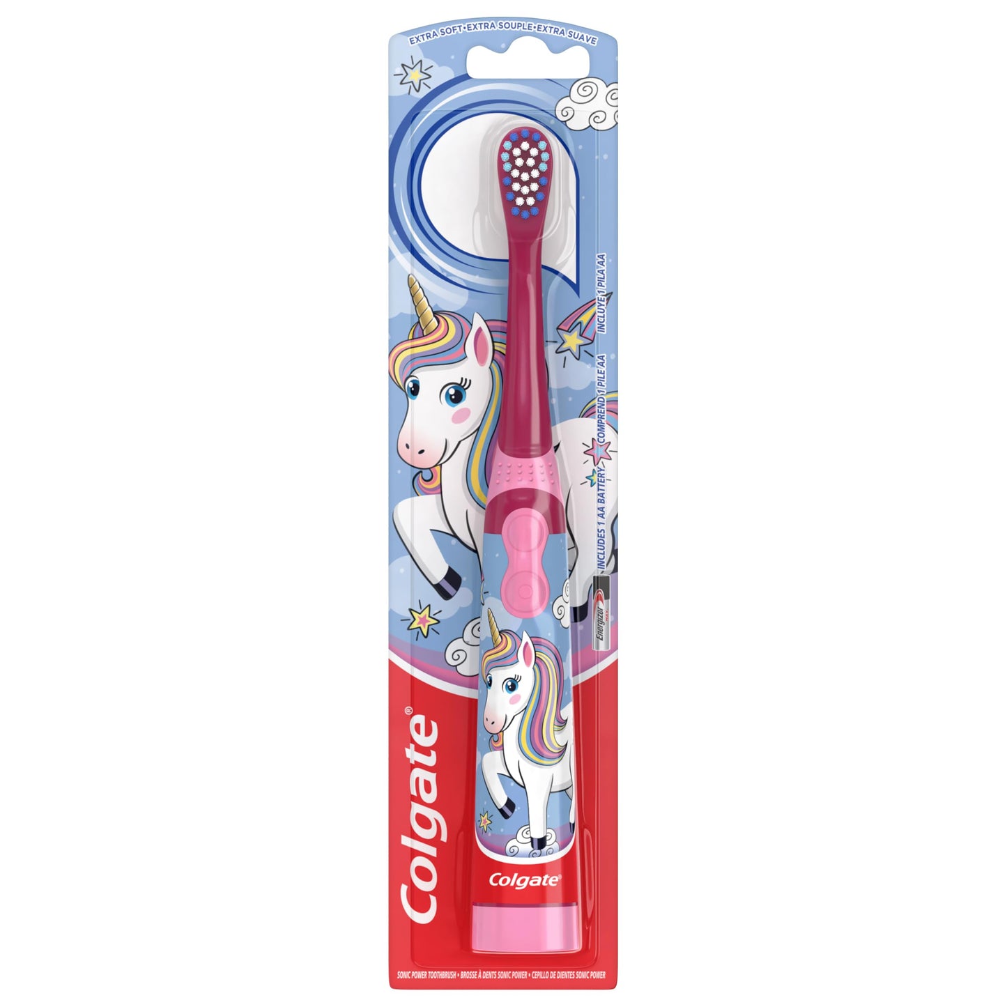 Colgate Kids Unicorn Battery Toothbrush – 3+ | Flat-Laying Handle