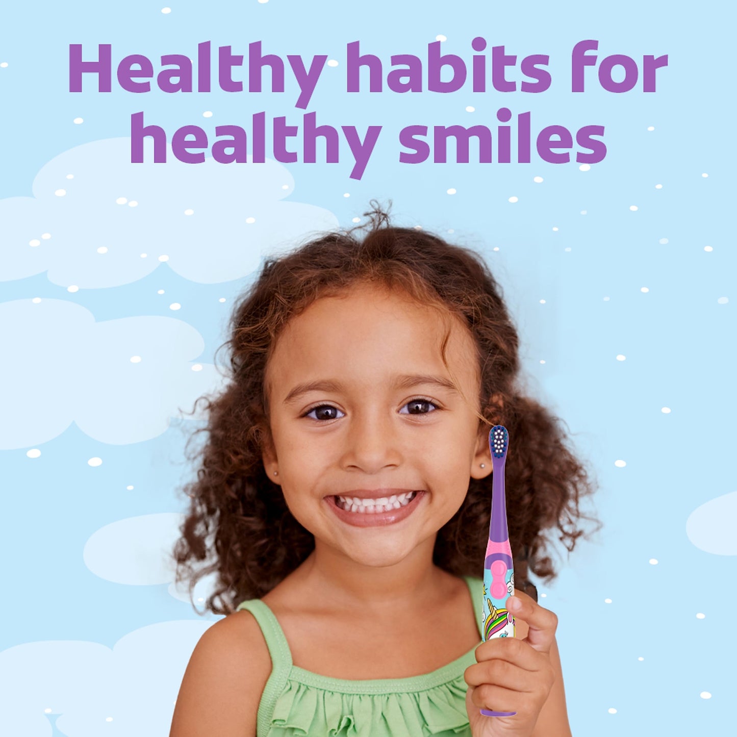 Colgate Kids Unicorn Battery Toothbrush – 3+ | Flat-Laying Handle