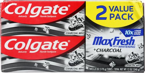 Colgate Max Fresh Toothpaste + Charcoal Mint – 6 oz, 2-Pack