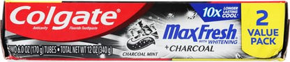 Colgate Max Fresh Toothpaste + Charcoal Mint – 6 oz, 2-Pack