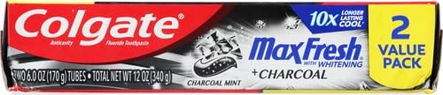 Colgate Max Fresh Toothpaste + Charcoal Mint – 6 oz, 2-Pack