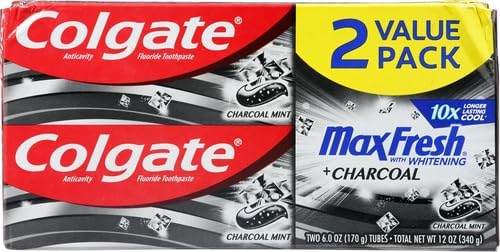 Colgate Max Fresh Toothpaste + Charcoal Mint – 6 oz, 2-Pack